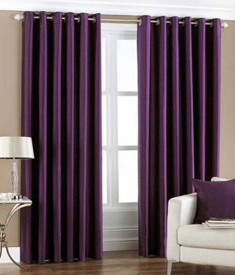 66% OFF on HomeZaara Polyester Purple Solid Eyelet Curtain