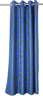 14% OFF on TT Polyester Blue Solid Eyelet Curtain