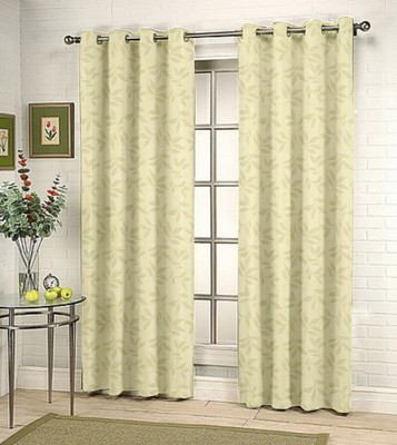 37% OFF on Fabutex Beige Abstract Eyelet Curtain