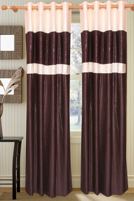 42% OFF on Vrinda Polyester Brown Solid Eyelet Curtain