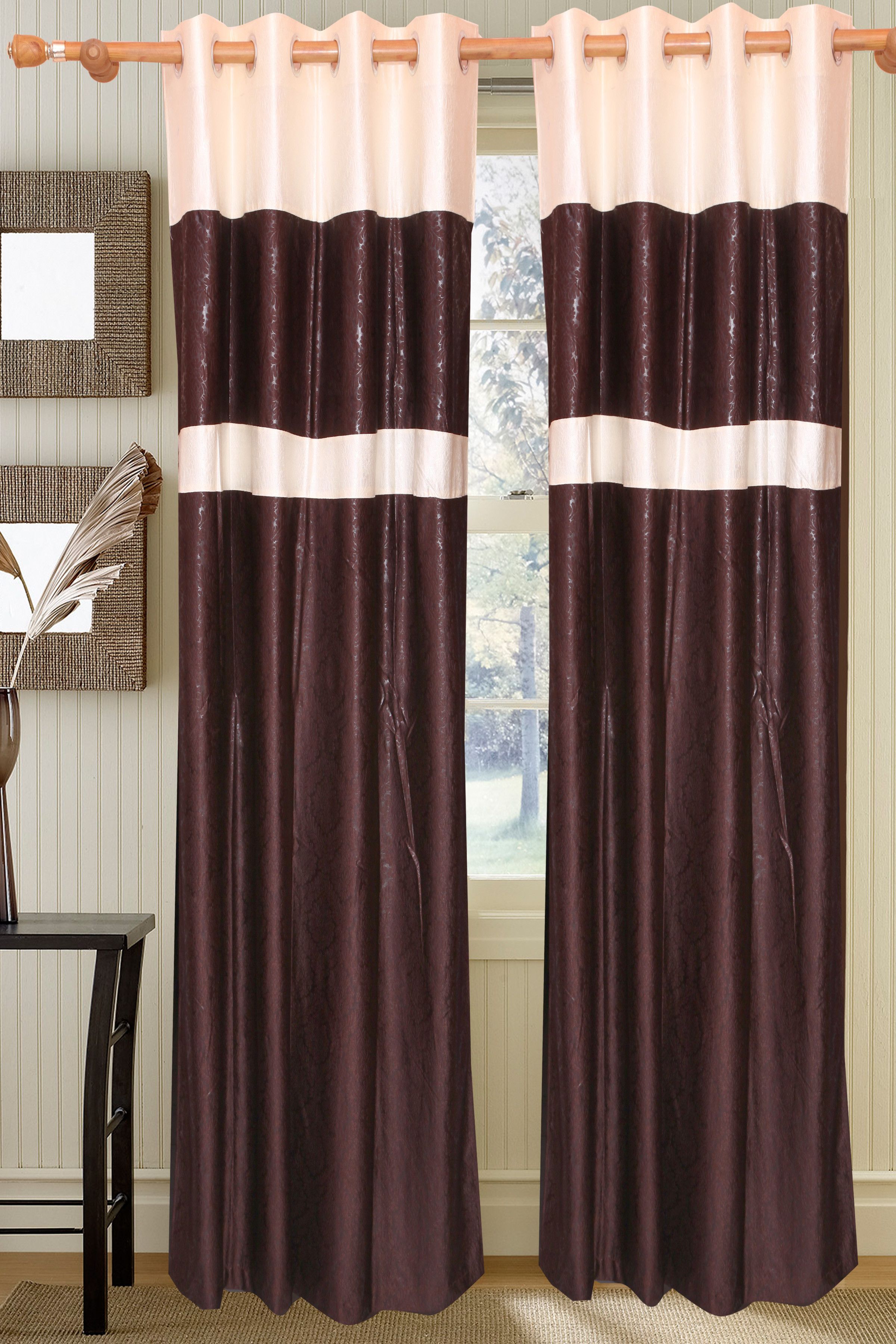 46% OFF on Vrinda Polyester Brown Solid Eyelet Curtain