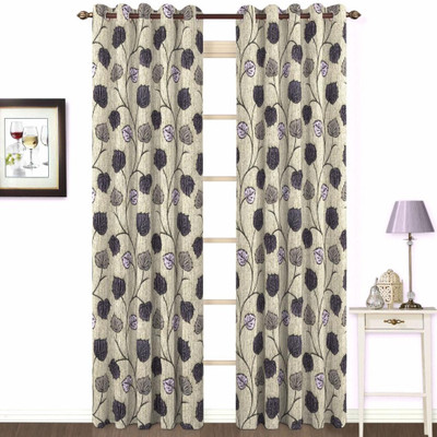 10% OFF on Skipper Polyester, Viscose, Blends Purple Geometric Eyelet Curtain
