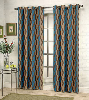 58% OFF on Handloom Factory Polycotton Multicolor Self Design Eyelet Curtain