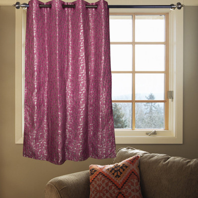 55% OFF on Kings Polycotton Purple Solid Tab Top Curtain