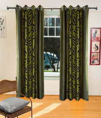 60% OFF on Kabir Polycotton Green Printed Eyelet Curtain