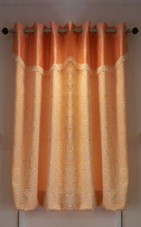 12% OFF on Furnishing Centre Polycotton Peach Floral Eyelet Curtain