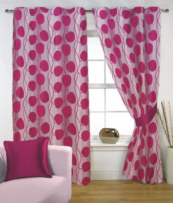 26% OFF on HF Polycotton Pink Solid Eyelet Curtain