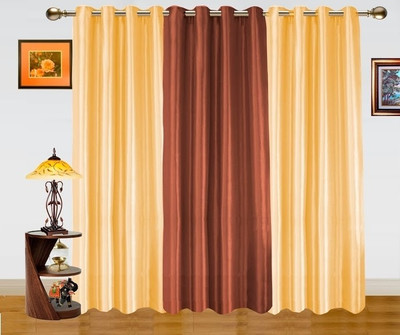 59% OFF on Dekor World Polyester Brown, Beige Floral Eyelet Curtain