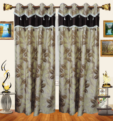 55% OFF on Decor Bazaar Polyester Brown Printed Eyelet Curtain