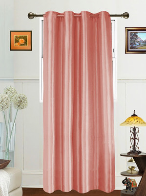 58% OFF on Dekor World Polyester Peach Damask Tab Top Curtain