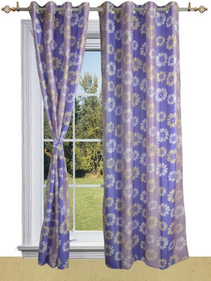 50% OFF on Shandar Polyester Purple Geometric Eyelet Curtain