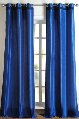 50% OFF on Deco Window Polyester Blue Solid Eyelet Curtain