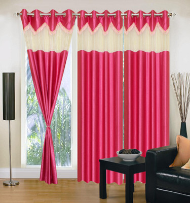 66% OFF on IWS Polyester Multicolor Striped Eyelet Curtain