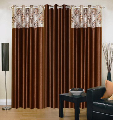 66% OFF on IWS Polyester Multicolor Geometric Eyelet Curtain