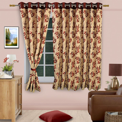 50% OFF on Vorhang Jacquard Multicolor Floral Eyelet Curtain