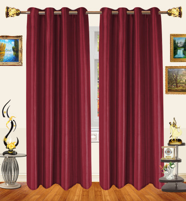 70% OFF on Decor Bazaar Polyester Maroon Self Design Eyelet Curtain