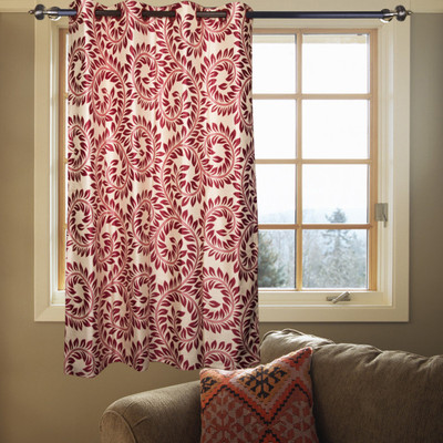 55% OFF on Kings Polycotton Purple Damask Eyelet Curtain