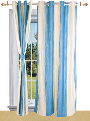 54% OFF on Shandar Polyester Blue, White Striped Eyelet Curtain