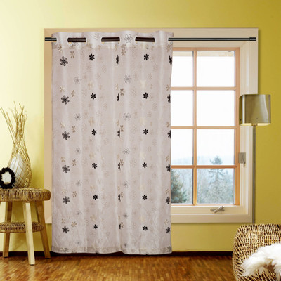 40% OFF on Kings Polycotton Black Printed Eyelet Curtain