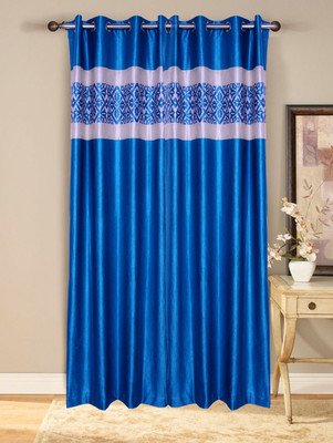 53% OFF on Fresh From Loom Polycotton Blue Solid Eyelet Curtain