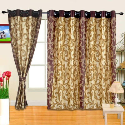 50% OFF on Cortina Polyester Brown Solid Eyelet Curtain