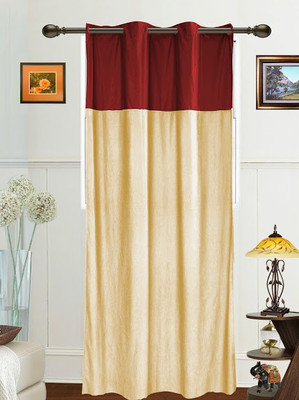 57% OFF on Dekor World Polyester Maroon, Beige Abstract Eyelet Curtain