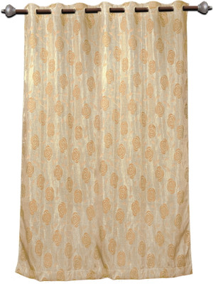 22% OFF on Mahamantra Polyester Beige Striped Eyelet Curtain