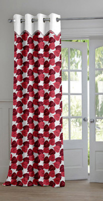 40% OFF on Trendy Home Polyester Maroon Floral Eyelet Curtain