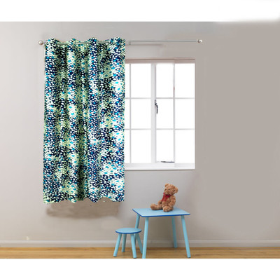 53% OFF on Homefab India Polyester Blue Geometric Eyelet Curtain