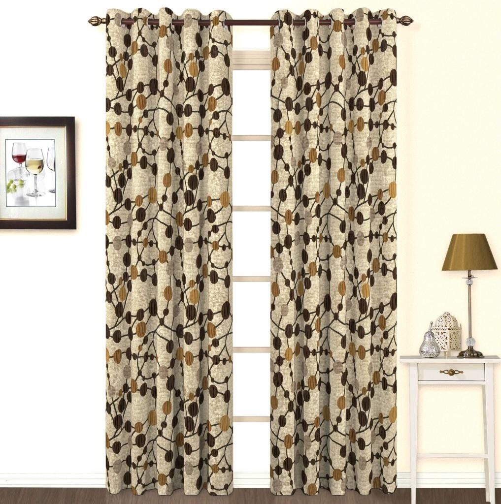 9% OFF on Skipper Polyester, Viscose, Blends Brown Floral Eyelet Curtain