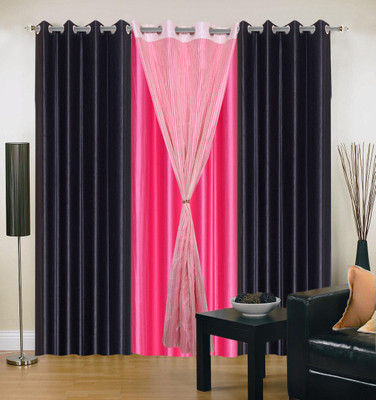 54% OFF on Hargunz Black, Pink Printed Eyelet Curtain