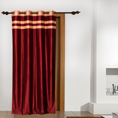 5% OFF on FloatingWalls Polyester Red Solid Eyelet Curtain
