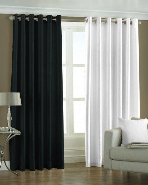 33% OFF on Pindia Polyester Black, White Solid Eyelet Curtain
