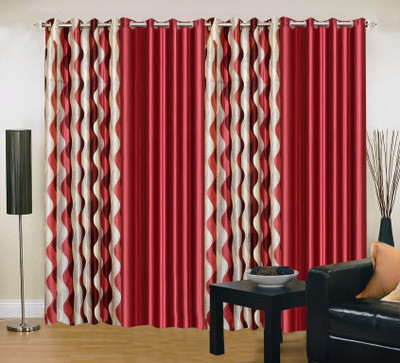 34% OFF on IWS Polyester Maroon Printed Eyelet Curtain
