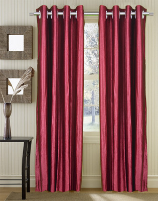 55% OFF on Trendy Home Polyester Maroon Solid Eyelet Curtain