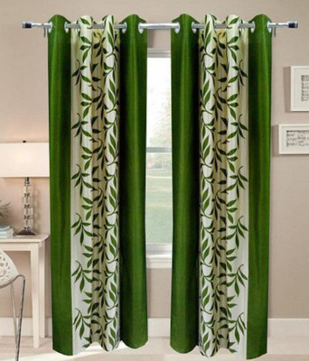 48% OFF on Hargunz Polyester Green Floral Eyelet Curtain