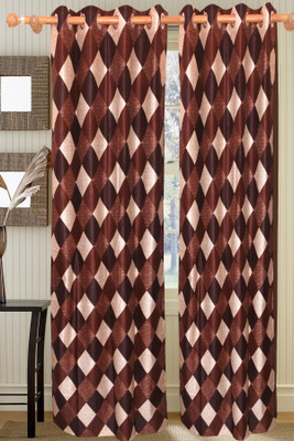 43% OFF on Vrinda Polyester Brown Printed Tab Top Curtain