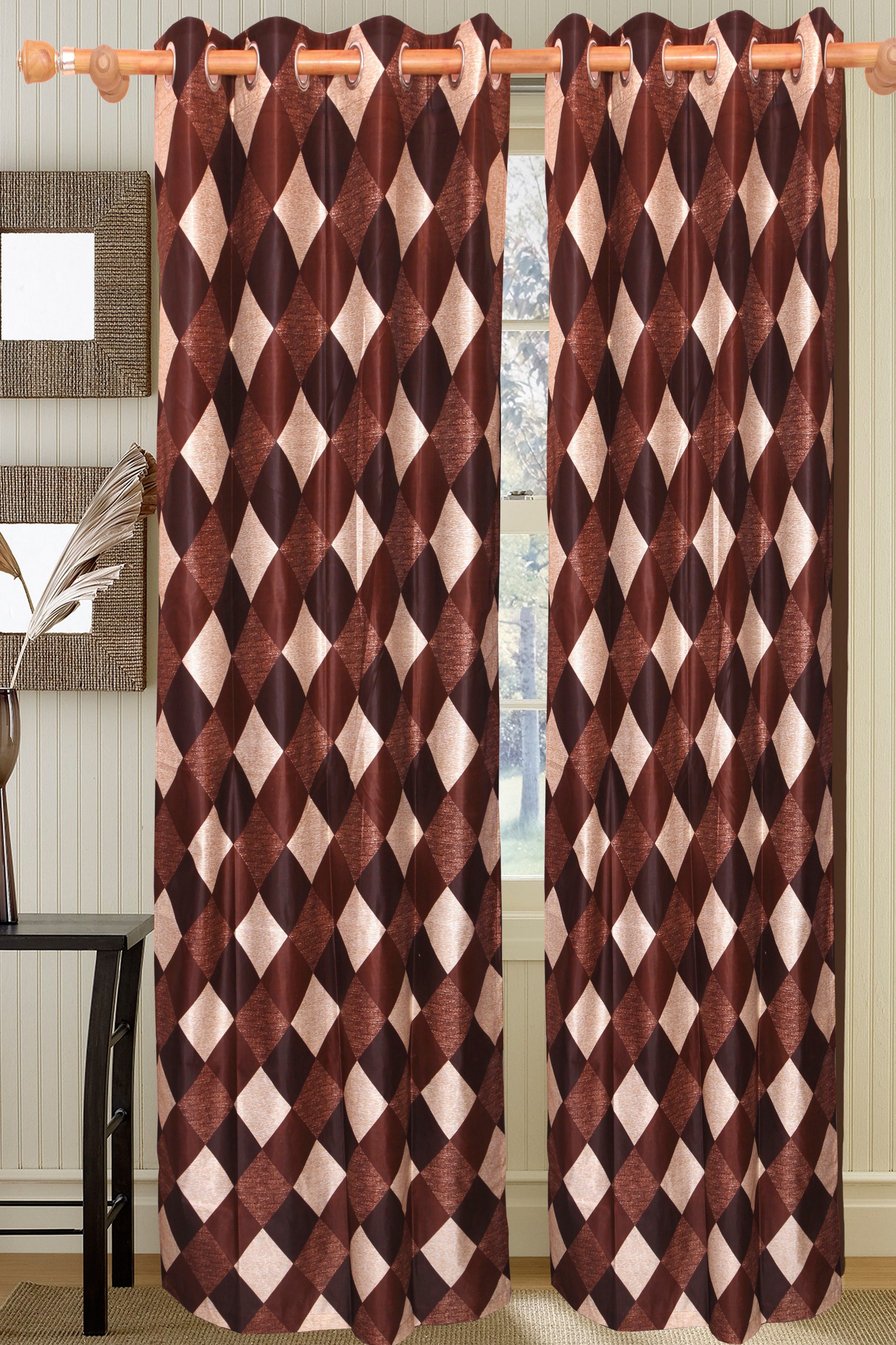 57% OFF on Vrinda Polyester Brown Floral Eyelet Curtain