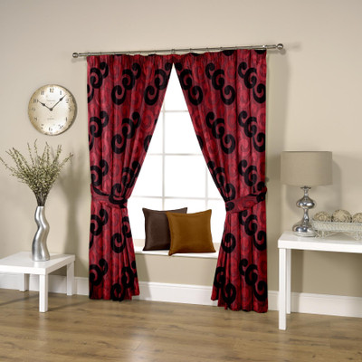 54% OFF on Threadmix Polyester Maroon Abstract Eyelet Curtain