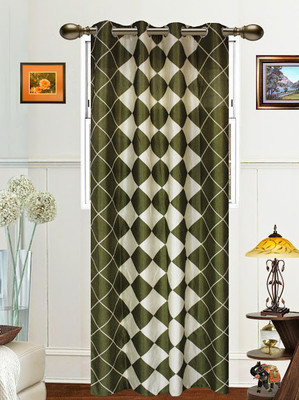 43% OFF on Dekor World Polyester Green Abstract Eyelet Curtain
