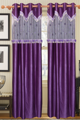 42% OFF on Vrinda Polyester Purple Solid Eyelet Curtain