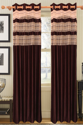 46% OFF on Vrinda Polyester Brown Solid Eyelet Curtain