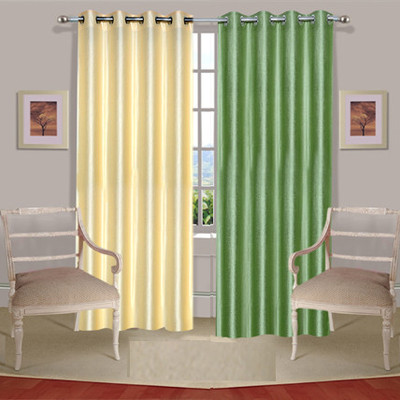 35% OFF on Handloomdaddy Polyester Beige, Green Floral Eyelet Curtain 35% OFF on Handloomdaddy Polyester Beige, Green Floral Eyelet Curtain
