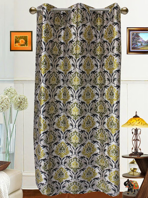 43% OFF on Dekor World Polyester Green Checkered Eyelet Curtain