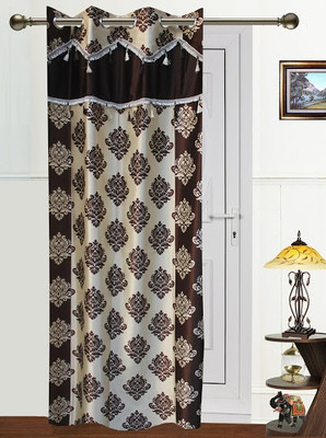 63% OFF on Dekor World Polyester Brown Damask Eyelet Curtain