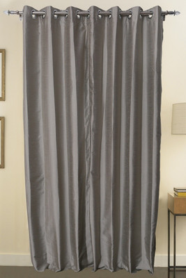 ZappyCart Polyester Grey Solid Eyelet Curtain ZappyCart Polyester Grey Solid Eyelet Curtain