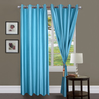 36% OFF on Madhav Product Polyester Blue Solid Eyelet Curtain
