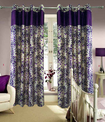 56% OFF on Homefab India Polyester Purple Geometric Eyelet Curtain