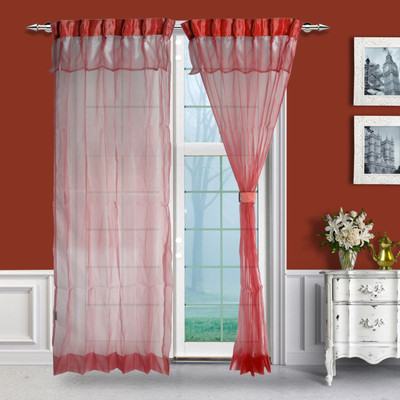 40% OFF on Just Linen Polyester Pink Solid Tab Top Curtain