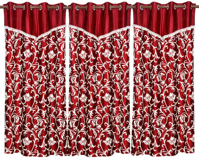 70% OFF on Zikrak Exim Polyester Red Floral Eyelet Curtain